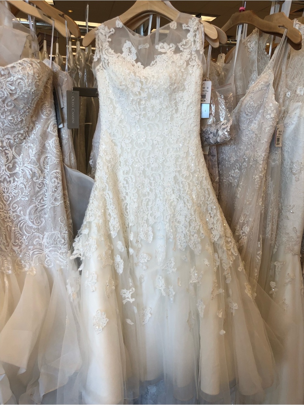 Oleg Cassini Ivory Lace A-Line Wedding Dress